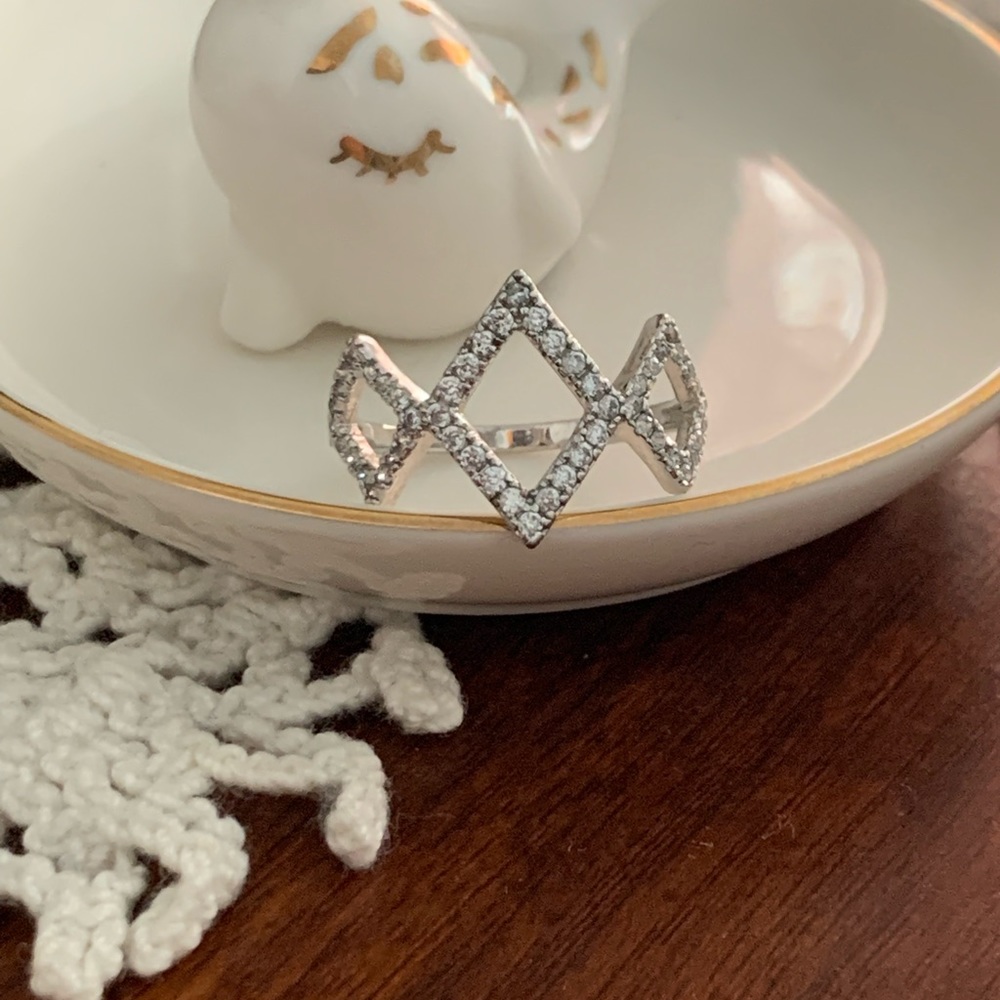 Silver Plated Cubic Zirconia Geometric Ring | jcpenny